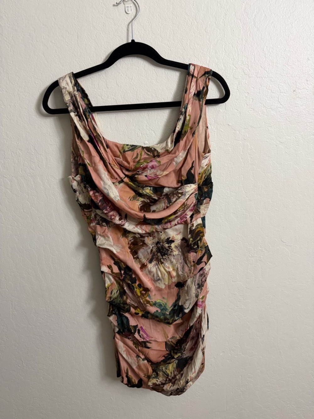 Dolce & Gabbana Pink Floral Cowl Neck Mini Dress
